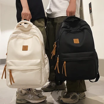 Женский Мужской нейлоновый рюкзак, однотонный винтажный рюкзак для ноутбука, новая школьная сумка 2023 года для девочек-подростков и мальчиков высокого качества