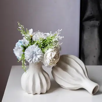 Скандинавский декор для дома, керамическая гидропонная ваза, простой декор для стола в гостиной, ваза с морщинами для засушенных цветов, Сказочный сад