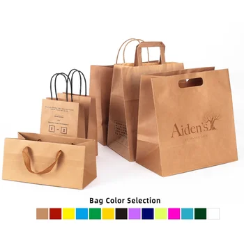 Изготовленные на Заказ Экологически Чистые Коричневые Бумажные Крафт-пакеты для покупок на Вынос с Вашим Собственным Логотипом Bolsas De Papel Kraft Bag