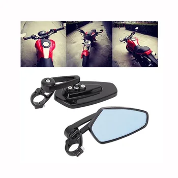 1 пара 22 мм универсальных мотоциклетных рулей с ЧПУ, синее стекло, вид сзади, Мото ручка, торцевая боковая заглушка, отражатель, полностью алюминиевое зеркало