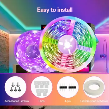 Светодиодная лента с управлением через Bluetooth-совместимое приложение, украшение комнаты с регулируемой яркостью, RGB интеллектуальный рассеянный светильник для дома