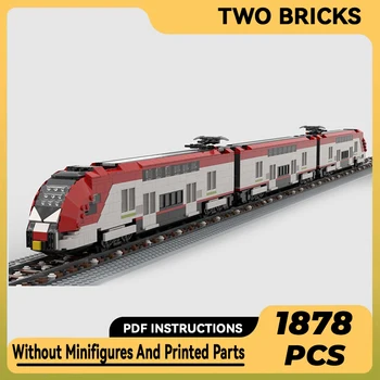 Техническая модель автомобиля Moc Bricks, Региональный поезд США, Калифорнийский поезд, Модульные строительные блоки, Подарки, Игрушки для детей, Наборы для сборки своими руками