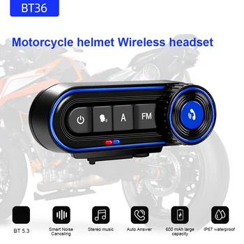 Гарнитура для мотоциклетного шлема 600 мАч Bluetooth 5.3, голосовое управление, музыка, громкая связь, стереонаушник с сигнальной лампочкой