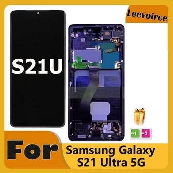Оригинальное Качество Для Samsung Galaxy S21 Ultra 5G S21U G998F G998B G998F/DS ЖК-дисплей С Сенсорным Экраном и Цифровым Преобразователем В сборе + Рамка