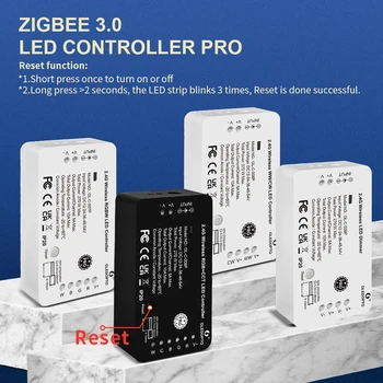 GLEDOPTO Zigbee 3.0 Smart LED Strip Controller Клавиша Сброса RGBCCT Pro Совместима с приложением Tuya SmartThings Voice RF Remote Control