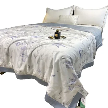 Летнее стеганое одеяло Lanjing Tiansi 60 г. Гладкое и прохладное, дышащее стеганое одеяло из волокна лиоцелла, которое можно стирать