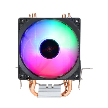 Радиатор процессорного кулера с 2 тепловыми трубками, охлаждающий вентилятор 9 см, Гидравлические подшипники, красочный световой эффект RGB, компьютерные аксессуары для INTEL AMD