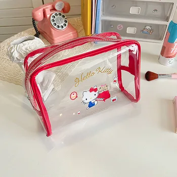 Женская косметичка Sanrio Hello Kitty для путешествий, водонепроницаемая переносная косметичка на молнии для хранения, студенческая сумка для ручек большой емкости