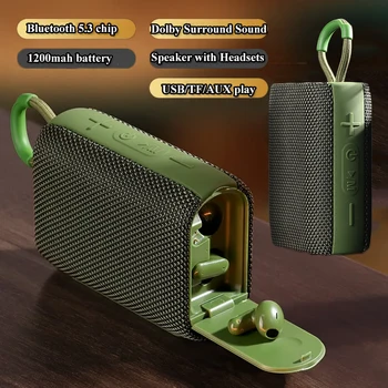 Мини Беспроводной динамик Портативный аудио наушники 4 в 1 Гарнитура Bluetooth 5.3 Динамик MP3 Музыкальный плеер Поддержка TF карты USB AUX FM