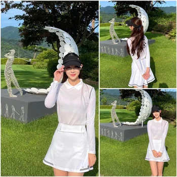 Новая одежда для гольфа ST, женская футболка с длинным рукавом, корейская версия спортивного базового топа