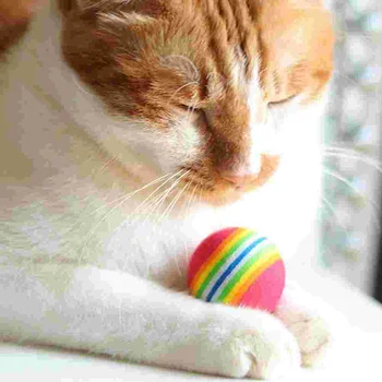 5 шт. Игрушечный мяч для кошек, шарики из радужной пены, эластичные игрушки для царапания домашних животных, которые котенок поставляет для дрессировки кошек в помещении, заменяемые Eva