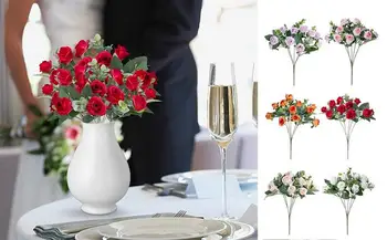 Букет искусственных цветов, Романтическая Роза, Искусственные цветы, Пригодные для повторного использования, домашние Свадебные Декоративные Искусственные Цветы для домашнего декора