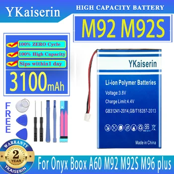 YKaiserin 3100 мАч Сменный Аккумулятор Для Onyx Boox A60 M92 M92S M96 plus M96plus I62ML Цифровые Аккумуляторы для электронных книг