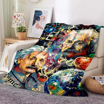 Одеяло Альберта Эйнштейна для кроватей, Фланелевое тонкое одеяло на лето, охлаждающее одеяло с защитой от скатывания, Портативное одеяло для пикника