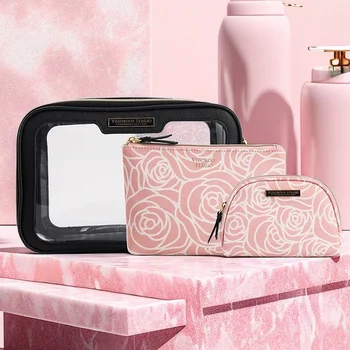Розовая женская косметичка, женская косметичка на молнии, большая однотонная косметичка, дорожная косметичка для макияжа, сумка для туалетных принадлежностей, сумка для белья, дорожная сумка-тоут