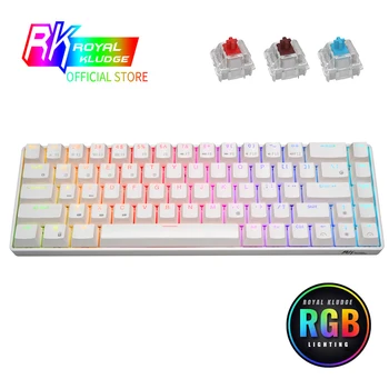 НОВАЯ Беспроводная RK68 (RK855) RGB 65% Компактная Механическая клавиатура, 68 клавиш, 60% Bluetooth с возможностью горячей замены Игровой клавиатуры
