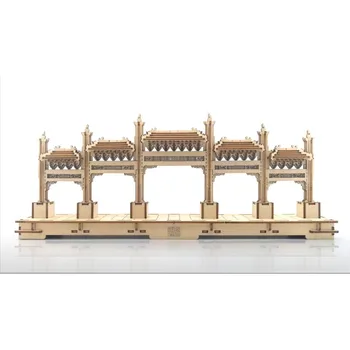 Пять арок в парадной двери В форме здания Головоломка с заусенцами Модель сборки с деревянными шипами и врезными элементами Игрушки для родителей и детей своими руками