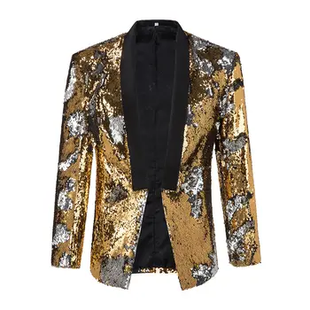 Корейская одежда Мужской Блейзер с золотыми и серебряными блестками, Сценический костюм, куртка, мужской костюм, смокинг