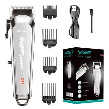 VGR Регулируемая беспроводная машинка для стрижки волос для мужчин Электрический триммер для волос Перезаряжаемая мощная профессиональная машинка для стрижки волос