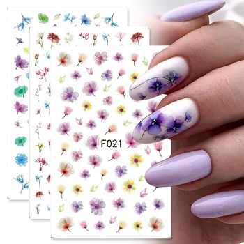 Новая наклейка для ногтей в виде белого цветка, декоративные наклейки для маникюра, 3D Самоклеящаяся наклейка с изображением бабочки синего цвета для ногтей, части ногтей