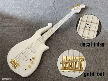 Электрическая бас-гитара с 4 струнами, индивидуальная форма бабки, золотые детали, Декальная инкрустация и боковые метки, краска для гитары в целом Высокая