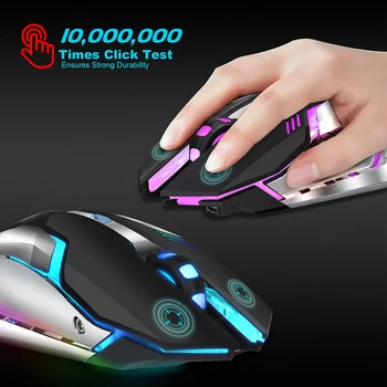 Беспроводная мышь, 7 цветов, дышащий свет, перезаряжаемый настольный компьютер, ноутбук, 2 4G, Игровая мышь с 6 кнопками