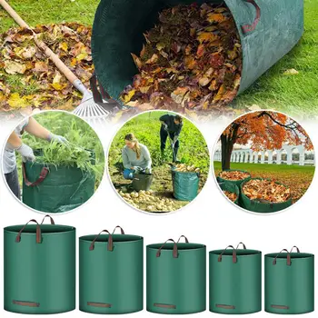 Садовый мешок для мусора большой емкости, контейнер для сбора листового мусора, многофункциональные многоразовые водонепроницаемые полипропиленовые пакеты, инструменты