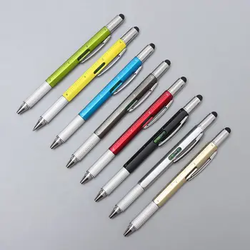 Многофункциональная ручка Пластиковая Емкостная ручка с отверткой Практичный уровень спирта Прочная линейка Гаджеты Строительные инструменты
