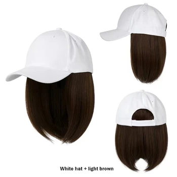 Бейсбольная кепка-парик длиной 20 см, цельная кепка, Короткая имитация волос на ключицах, модный натуральный парик, Черно-белая кепка