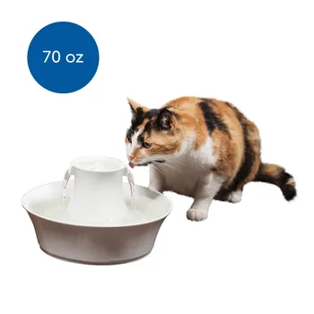 Керамический фонтан для домашних животных, автоматическая миска для воды для собак и кошек - белый, 70 унций