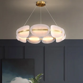 Современная простая роскошная светодиодная люстра Акриловые креативные декоративные лампы в виде круглых лепестков для гостиной, столовой, спальни