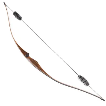 Традиционный деревянный лук ручной работы, охотничий Изогнутый лук для стрельбы из лука, 20-35 фунтов для правой руки с глушителем для тетивы