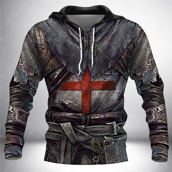 Детская мужская толстовка Knights Templar с 3D принтом, толстовка Оверсайз, модная свободная куртка, пуловер, повседневные топы уличной одежды с капюшоном