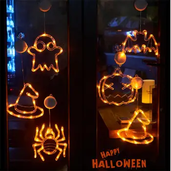 Иллюминаторы на Хэллоуин, внутренние светодиодные фонари в виде тыкв, декоративные присоски, лампы для балконов, стен, дверей, шкафов