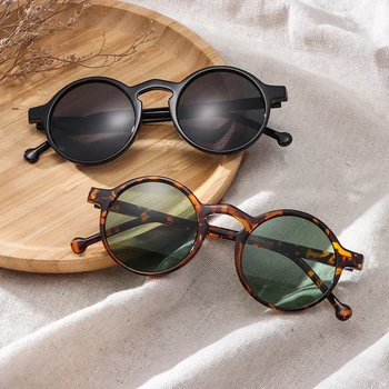 Круглые солнцезащитные очки в стиле ретро для женщин, Брендовые Дизайнерские винтажные солнцезащитные очки в маленькой оправе, Модные очки в корейском стиле, солнцезащитные очки UV400