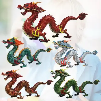 3D модель дракона с огненными шарами, скульптура китайского дракона Фэн-шуй, модель Китайского Дракона Удачи, Модель животного, украшения для дома, поделки