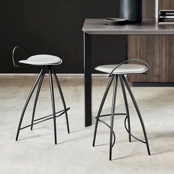 Современные металлические барные стулья для кухни, барные стулья с высокой спинкой, легкие роскошные креативные бытовые барные стулья для гостиной