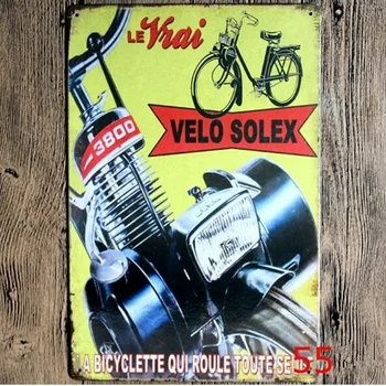 Металлическая настенная вывеска Velo Solex Bicyclette Home Wall Decor