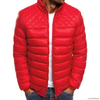 Мужская куртка-парка, зимние теплые пальто, мужская пуховая куртка со стоячим воротником, однотонное пальто, уличная одежда на молнии, повседневная куртка, мужская