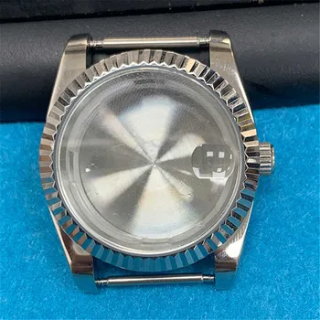 36 мм Серебристый матовый корпус часов с зеркальным стеклом для механизма 8215/2813/8205/8200