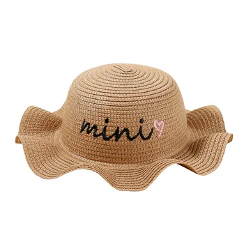 2023 Новые детские солнцезащитные шляпы для девочек, соломенная шляпа-котелок с широкими полями, пляжные солнцезащитные кепки для малышей, летние пляжные детские кепки для путешествий на открытом воздухе