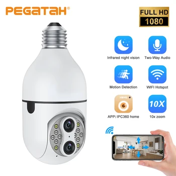 PEGATAH 2,8 мм + 12 мм Двухобъективная Wifi IP-камера наружного водонепроницаемого цветного ночного видения с автоматическим отслеживанием P2P Камер видеонаблюдения PTZ