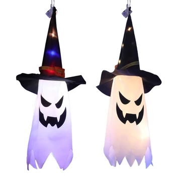 Хэллоуин Светодиодный мигающий свет, череп, украшения на Хэллоуин для дома, светящиеся лампы в шляпе волшебника, принадлежности для вечеринок ужасов, подарок
