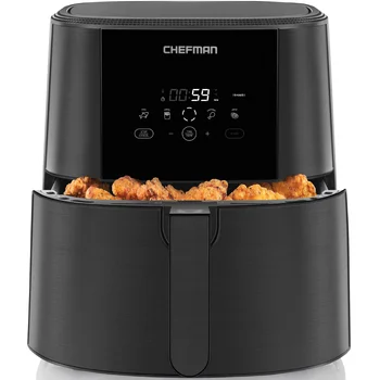 Воздушная фритюрница Chefman TurboFry Touch, семейный объем 8 литров, цифровое управление в одно касание для здорового приготовления, предустановки для приготовления картофеля фри