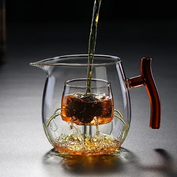Высококачественный Стеклянный Чайник с Высоким содержанием Боросиликата, Термостойкий Стеклянный Чайник, Прозрачный Чайник для Чая в Чашке Puerh Gaiwan
