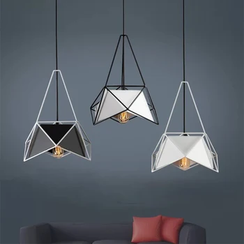 Люстра в скандинавском индустриальном стиле, светодиодная геометрическая люстра для барной стойки ресторана, минималистичная многогранная художественная люстра