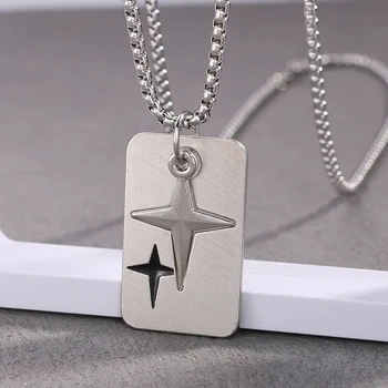2023 новая мода титановый стальной крест ожерелье личность простая двойная цепочка mang star на ключицу для мужчин и женщин