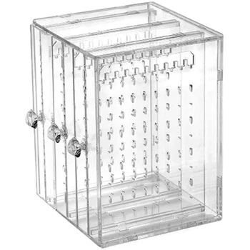 Пластиковый ящик для хранения ювелирных изделий, подставка для сережек, органайзер-держатель с 3 вертикальными выдвижными ящиками (прозрачный)