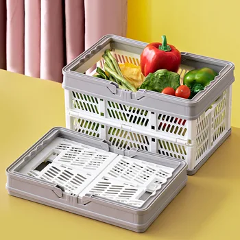 Портативная Бытовая Пластиковая корзина Корзина для покупок в супермаркете Корзина для пикника на открытом воздухе Корзина для закусок в супермаркете Складная