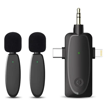 Мини-Микрофон 3 в 1, Беспроводные Петличные Микрофоны для iPhone, Камера Android, Беспроводные Микрофоны 2.4 G с Шумоподавлением для видео